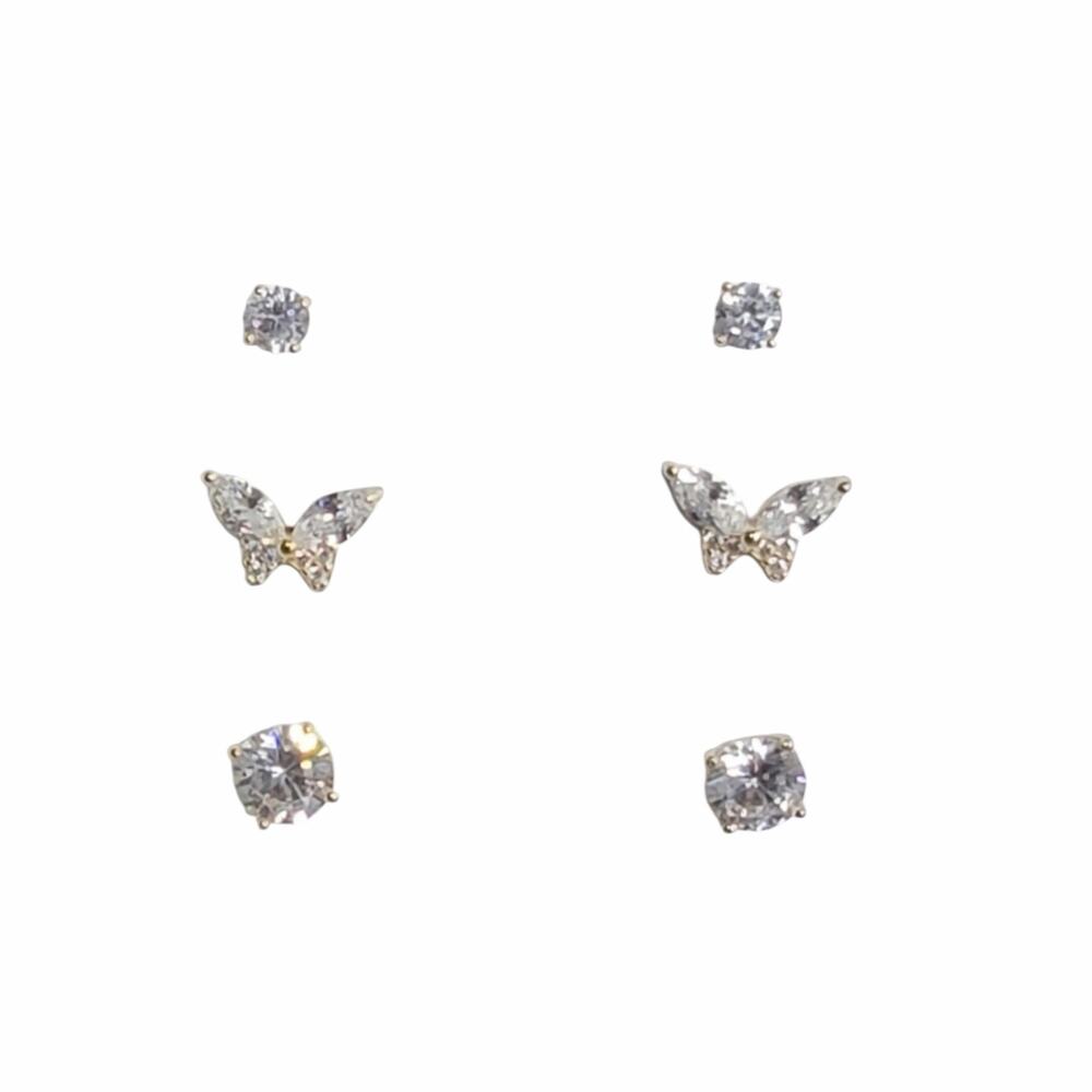 Pretty Luxe Cubic Zirconia Butterfly Stud Earrings Set
